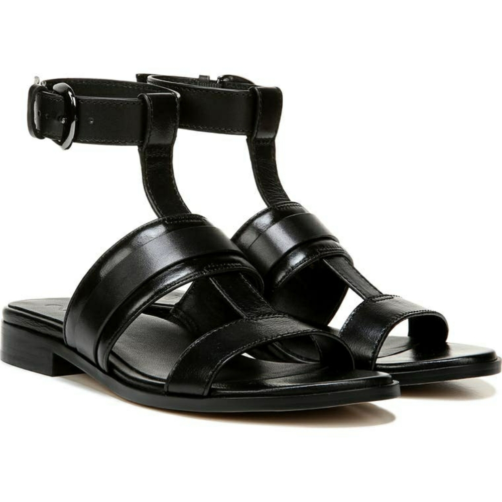 Leather black sandals size 8